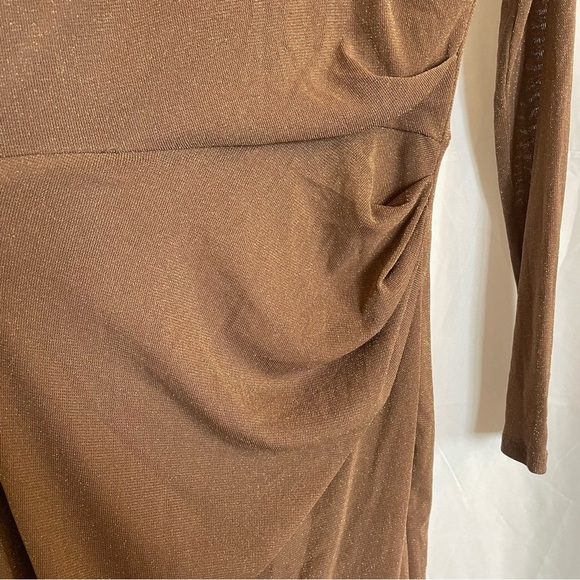 CANDALITE Women’s Brown Sparkle Cut Out Floor Length Body Con Dress Size Med - Picture 8 of 12